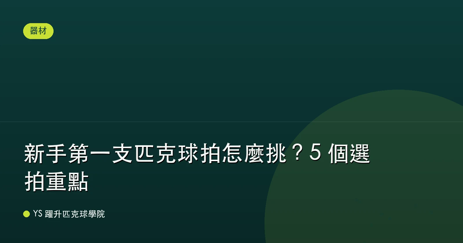 新手第一支匹克球拍怎麼挑？5 個選拍重點