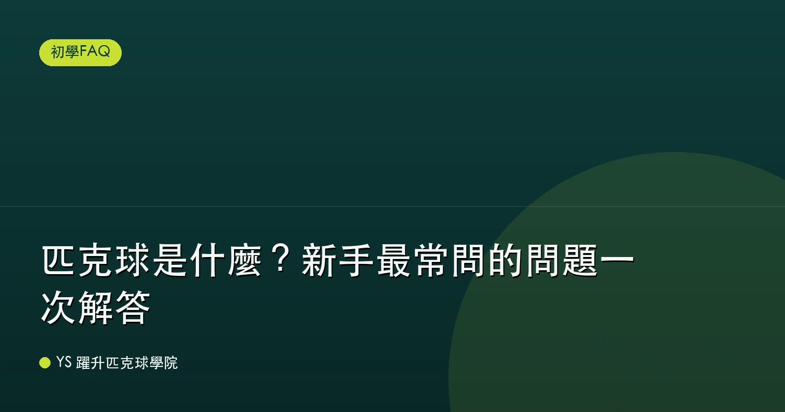 匹克球是什麼？新手最常問的問題一次解答